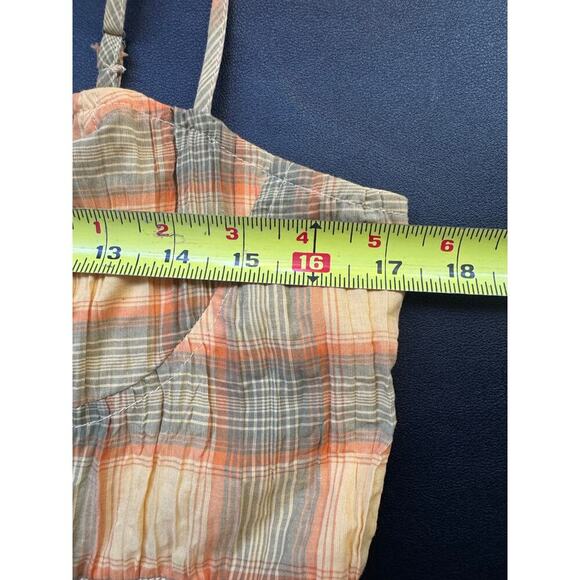 NWT Urban Outfitters Plaid Crinkle Cotton Romper In Yellow & Green Size Large - Picture 11 of 12